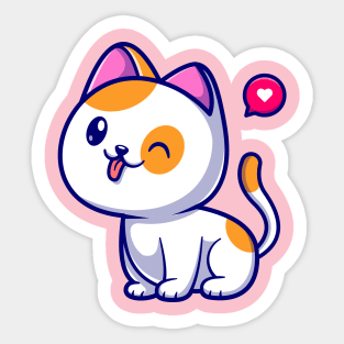 Cute Cat Sitting Cartoon Illustration Sticker